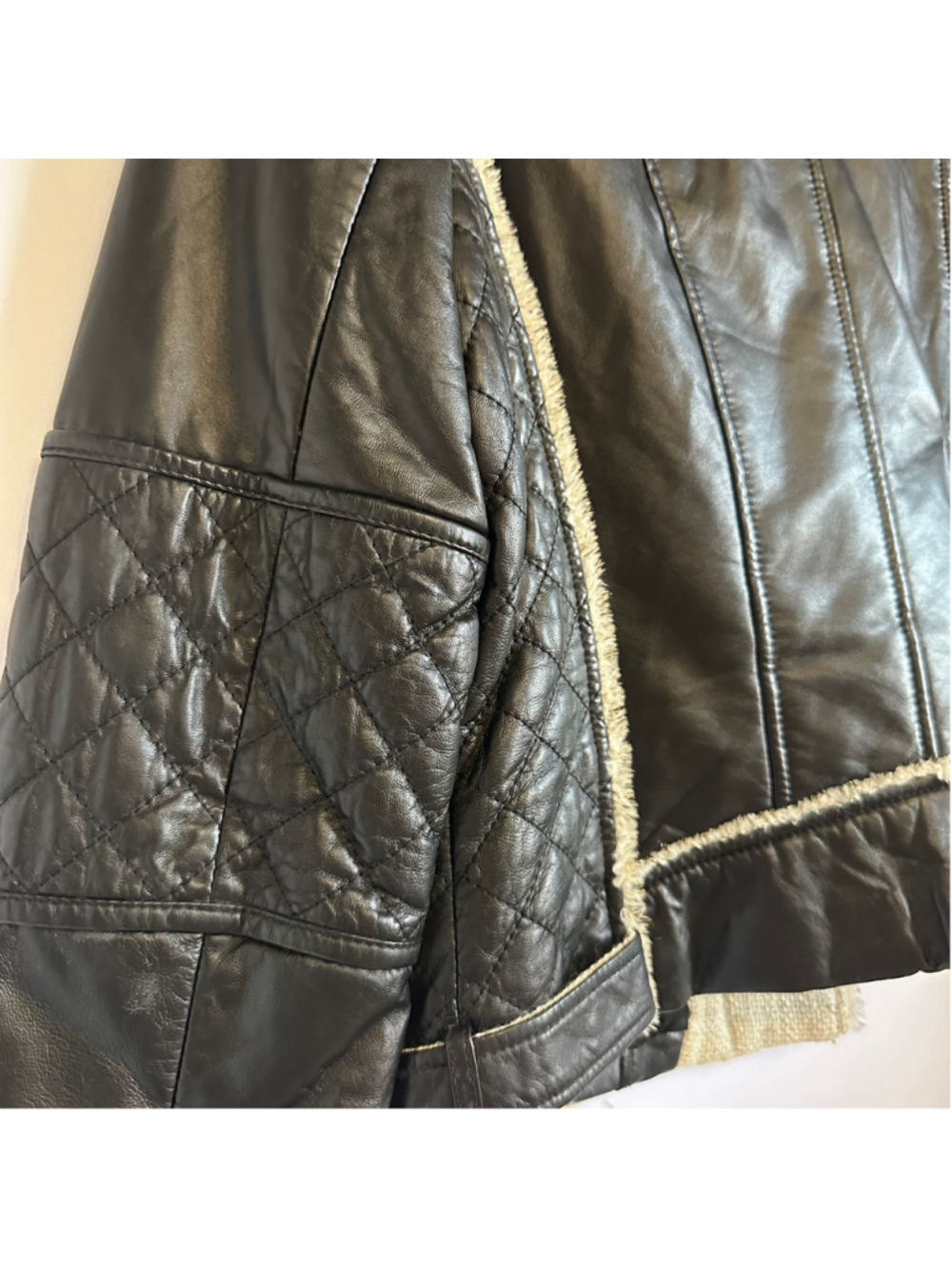 ELLASSAY FIRST Lambskin Leather Tweed BLACK Quilted MOTO Biker JACKET WOMENS M - Picture 9 of 13
